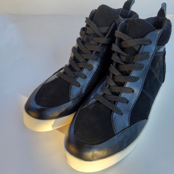 Splendid Shoes - Splendid Lucille Suede & Leather Lace-up Ankle Bootie Mid Top Sneaker 10 Black
